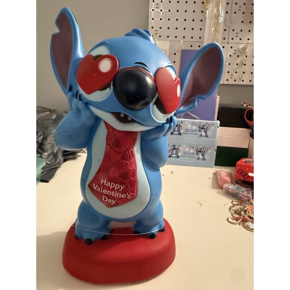 Disney Lilo & Stitch 12" Valentine's Day Blow Mold Lighted Decor New With Tags